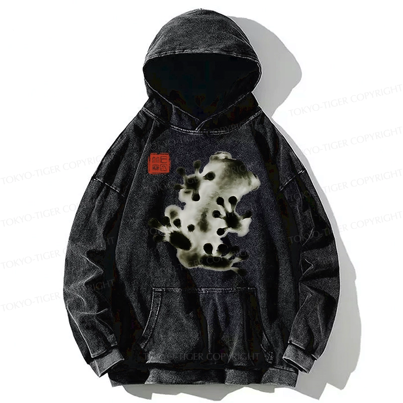 Tokyo-Tiger Ink Painting Frog Washed Hoodie
