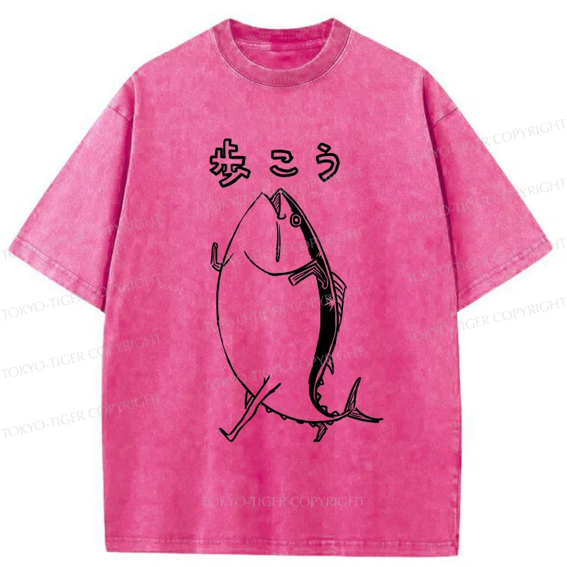 Tokyo-Tiger Walking Tuna Washed T-Shirt