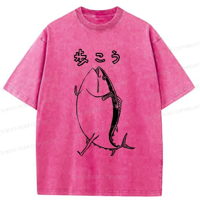 Tokyo-Tiger Walking Tuna Washed T-Shirt