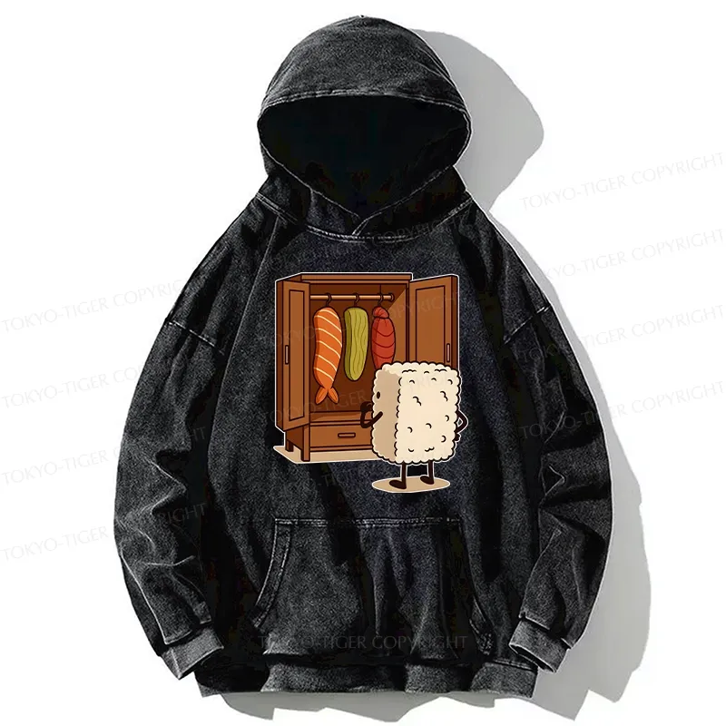 Tokyo-Tiger Sushi Pick Out Clothes Washed Hoodie