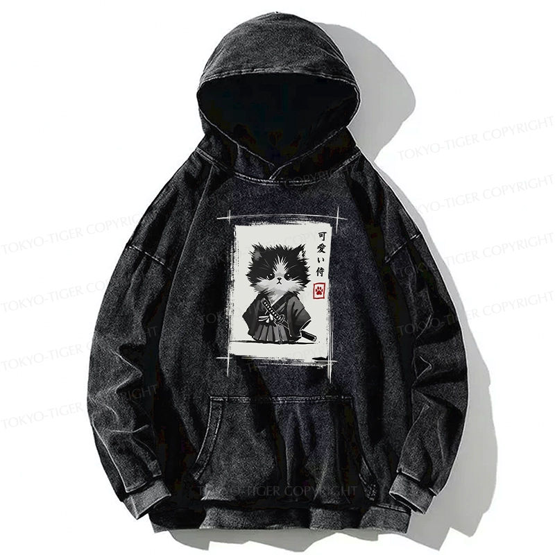 Tokyo-Tiger Kitten Samurai Washed Hoodie