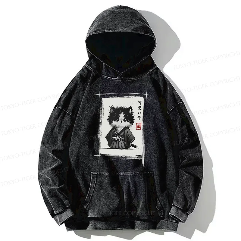 Tokyo-Tiger Kitten Samurai Washed Hoodie