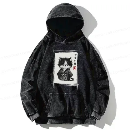 Tokyo-Tiger Kitten Samurai Washed Hoodie