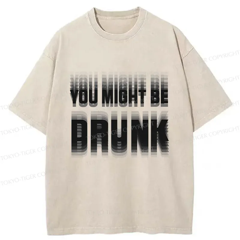 Tokyo-Tiger Drunk Text Washed T-Shirt