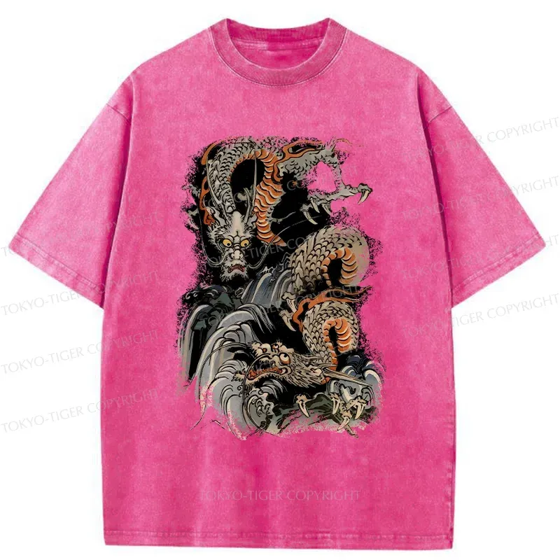 Tokyo-Tiger Japanese Ancient Dragon Washed T-Shirt