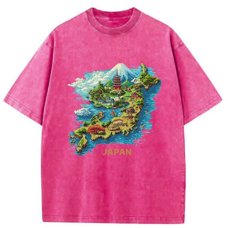 Tokyo-Tiger Funny Japanese Map Washed T-Shirt