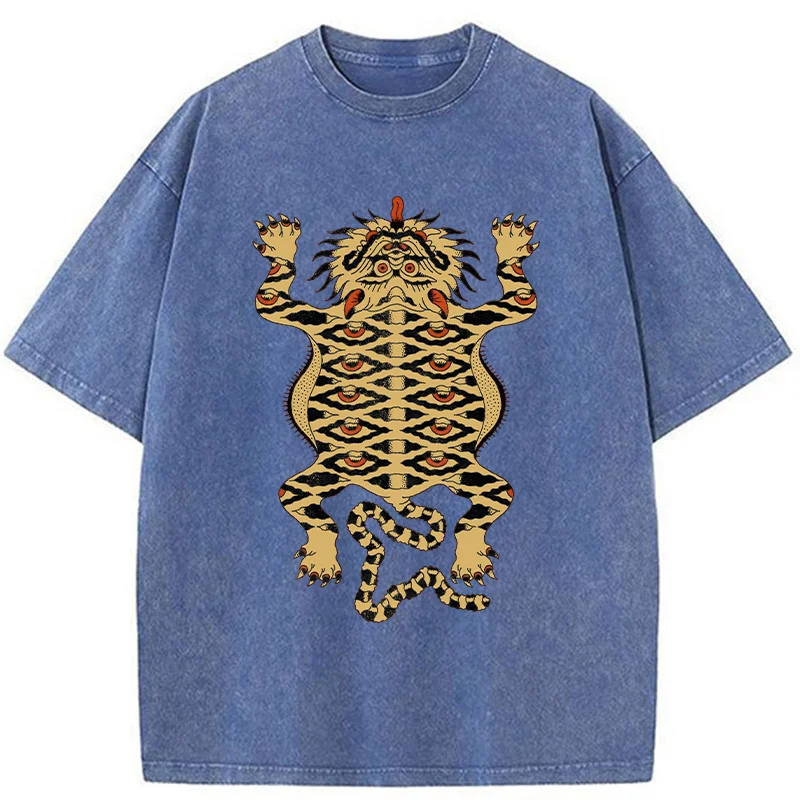 Tokyo-Tiger Mighty Tiger Woodcut Washed T-Shirt