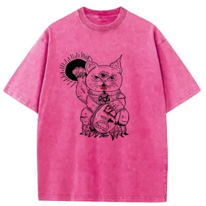 Tokyo-Tiger Evil Lucky Cat Washed T-Shirt
