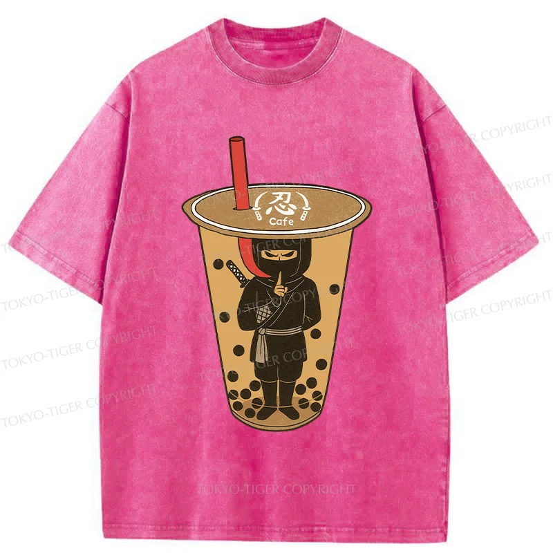 Tokyo-Tiger Ninja Lurking In Milk Tea Washed T-Shirt