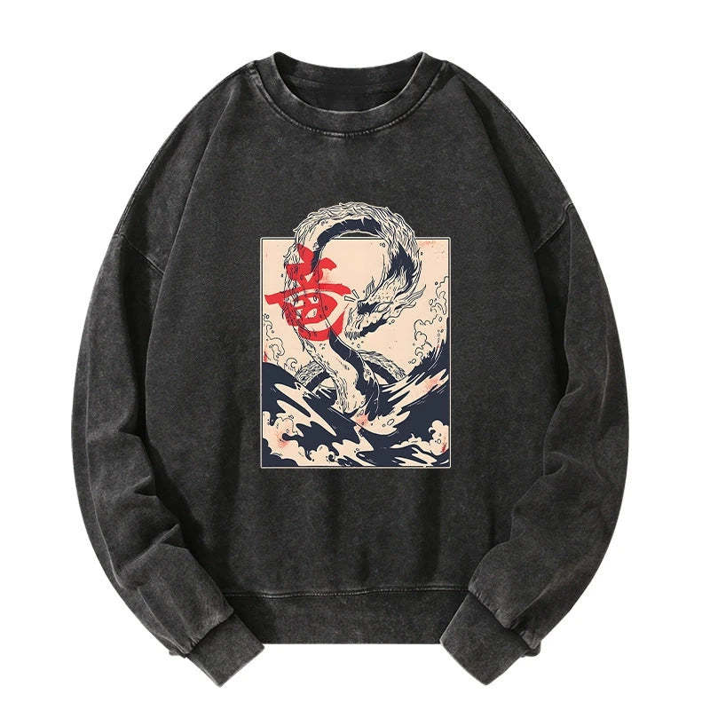 Tokyo-Tiger Sea Dragon Japanese Washed Sweatshirt Sale
