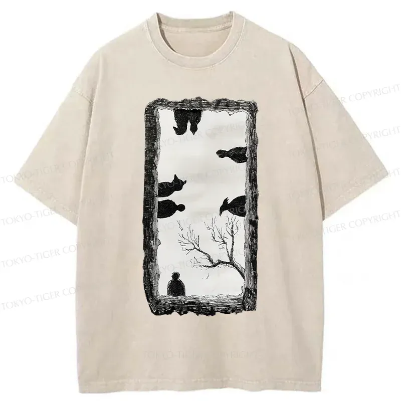 Tokyo-Tiger Cats Watching You Washed T-Shirt