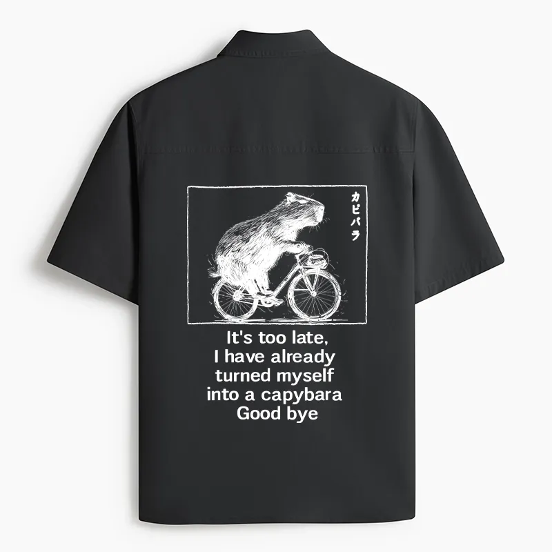 Tokyo-Tiger Funny Capybara Riding A Bicycle Work Shirt