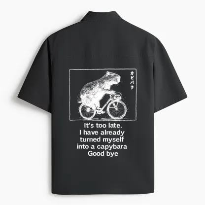 Tokyo-Tiger Funny Capybara Riding A Bicycle Work Shirt