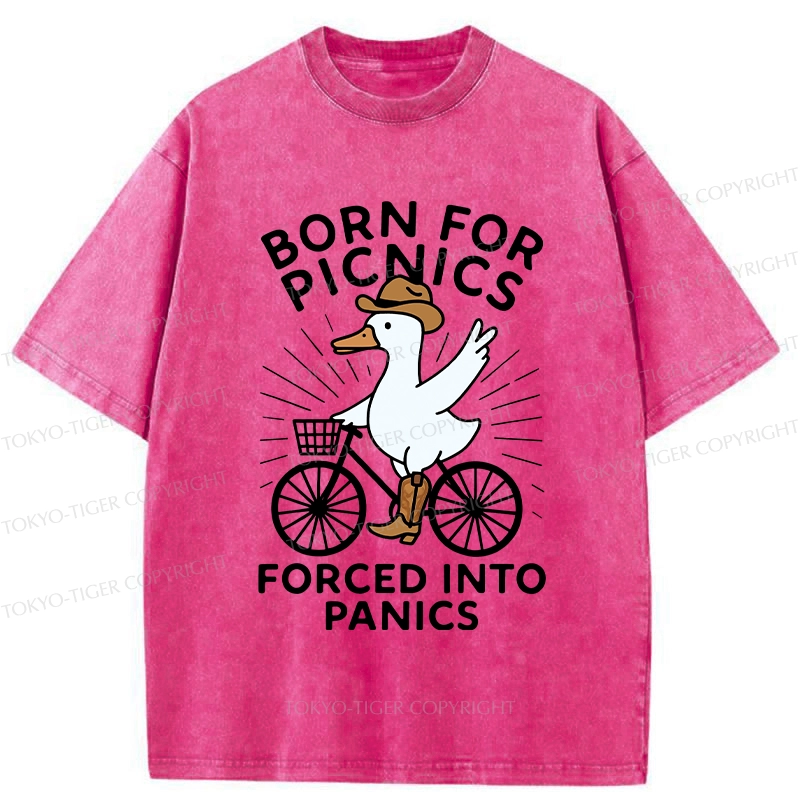 Tokyo-Tiger Born For Picnics Funny Washed T-Shirt