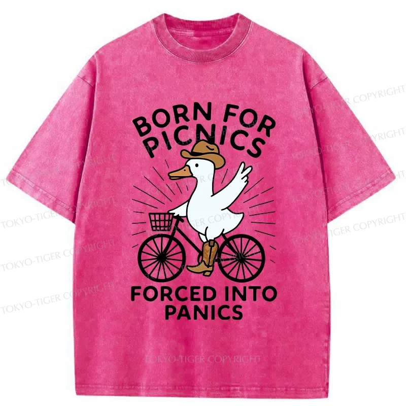 Tokyo-Tiger Born For Picnics Funny Washed T-Shirt