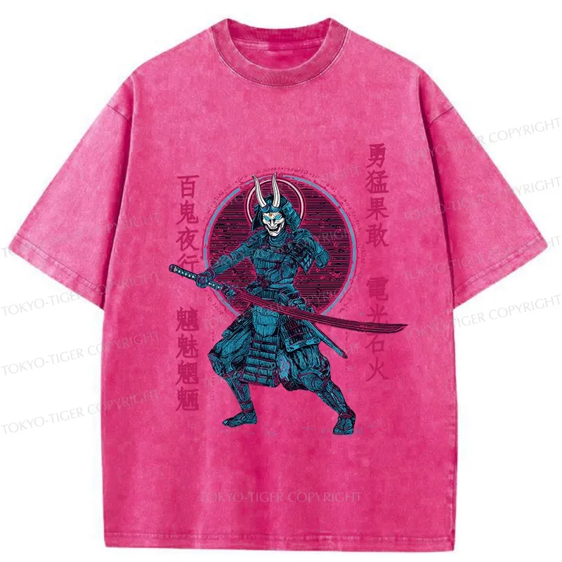 Tokyo-Tiger Japanese Oni Samurai Washed T-Shirt