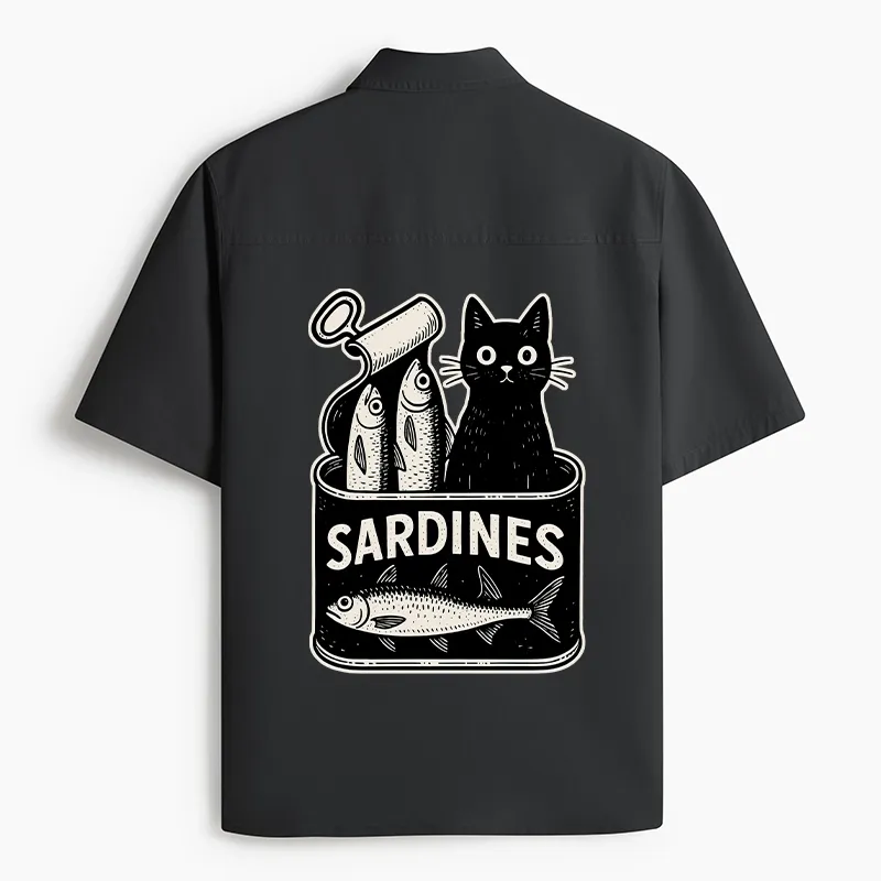 Tokyo-Tiger Cat And Canned Fish Work Shirt