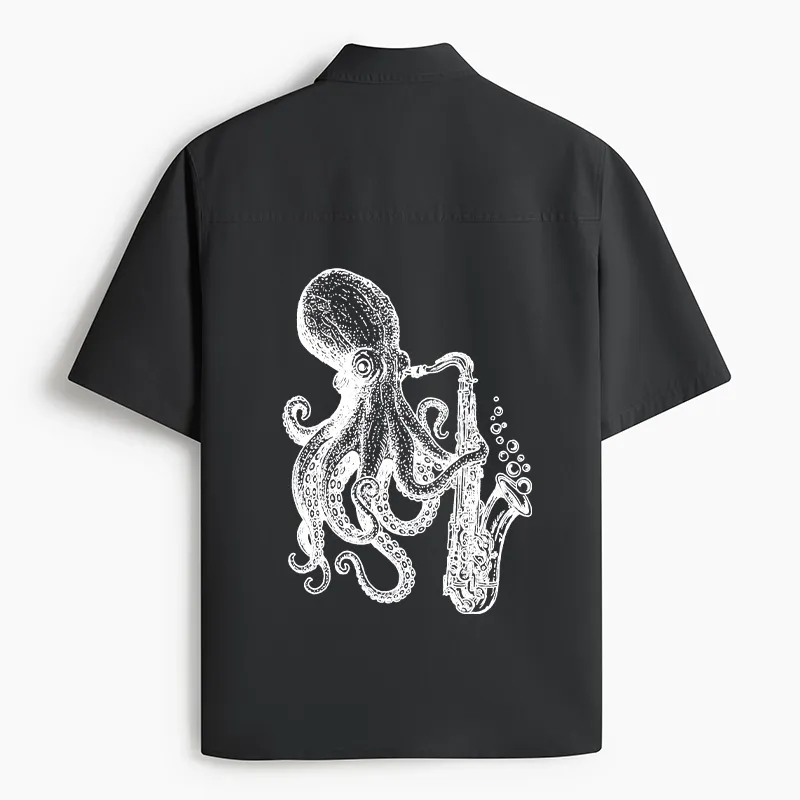 Tokyo-Tiger Octopus Playing Saxophone Work Shirt