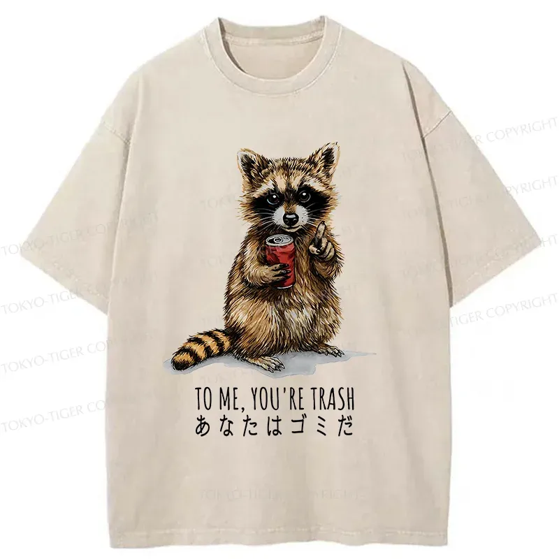 Tokyo-Tiger Raccoon's Favorite Trash Washed T-Shirt