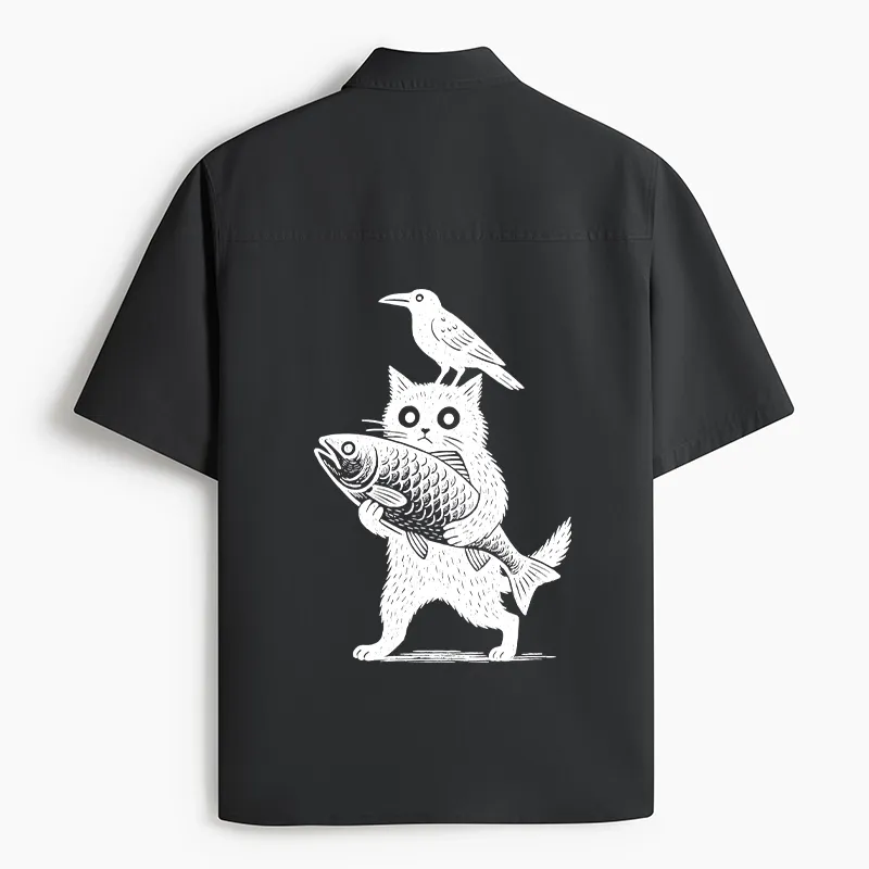Tokyo-Tiger Black Animals Funny Work Shirt