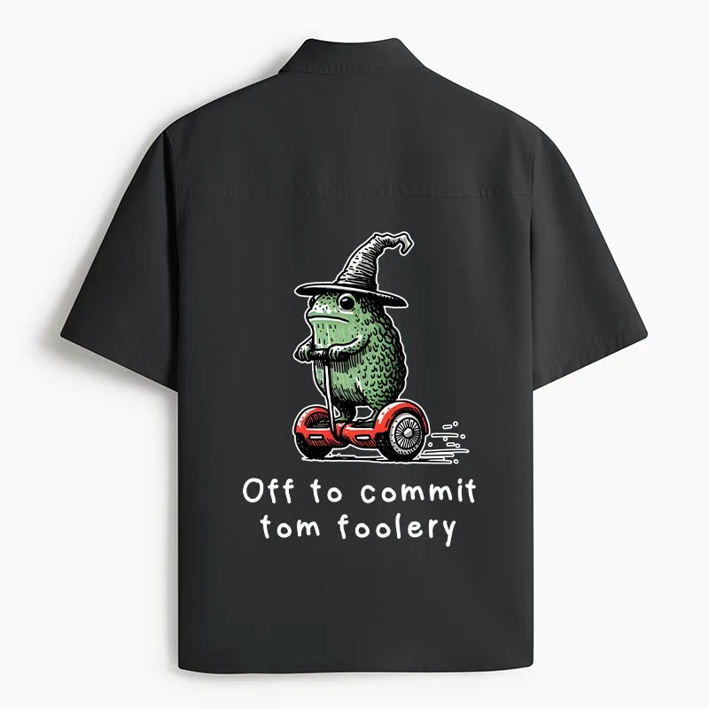 Tokyo-Tiger Frog Riding A Balance Scooter Work Shirt