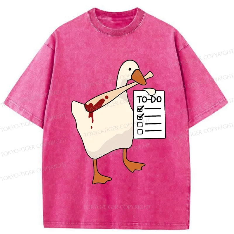 Tokyo-Tiger Task Slayer Goose Funny Washed T-Shirt