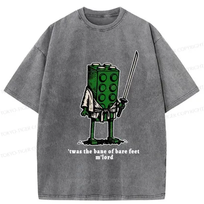 Tokyo-Tiger Funny Building Blocks Samurai Washed T-Shirt