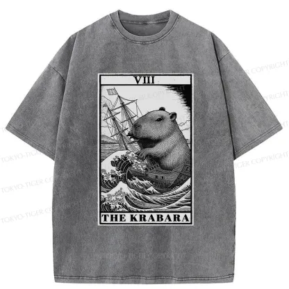 Tokyo-Tiger Capybara Destroyers In The Waves Washed T-Shirt