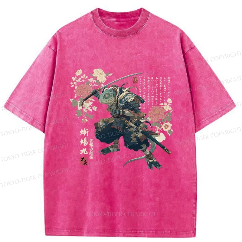 Tokyo-Tiger Lizard Samurai Washed T-Shirt