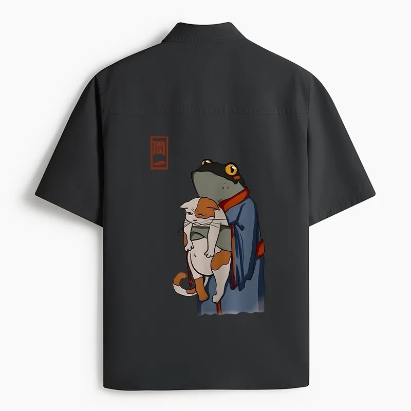 Tokyo-Tiger The Frog Holds The Cat Work Shirt