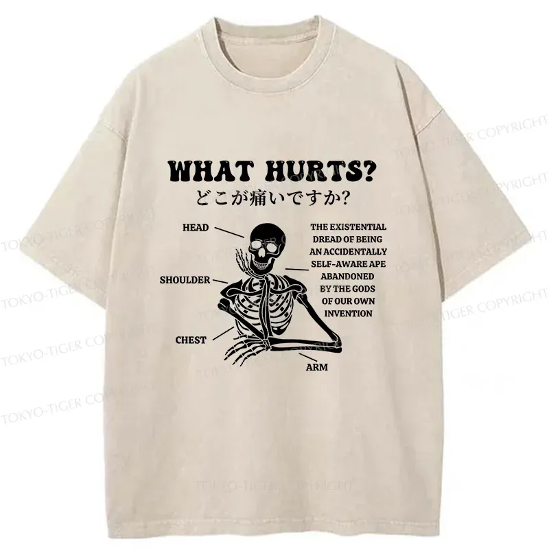 Tokyo-Tiger A Skeleton In Pain Washed T-Shirt