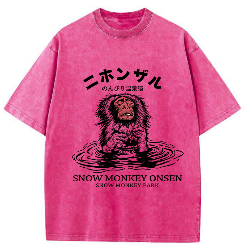Tokyo-Tiger Relaxed Hot Spring Monkey Washed T-Shirt