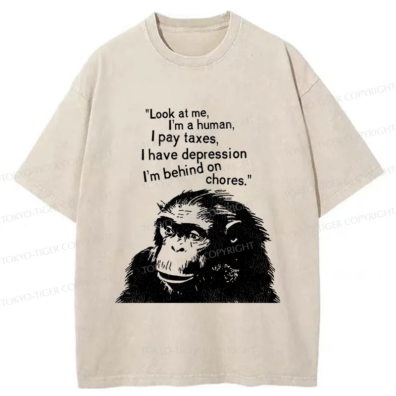 Tokyo-Tiger Stressed Monkey Washed T-Shirt