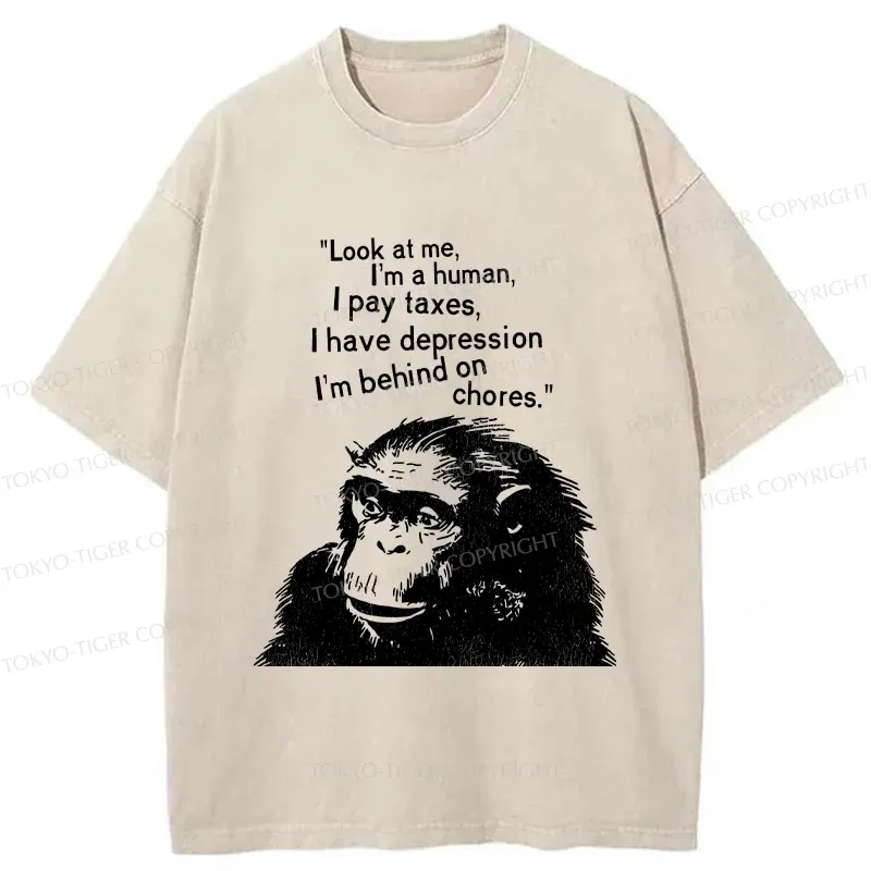 Tokyo-Tiger Stressed Monkey Washed T-Shirt