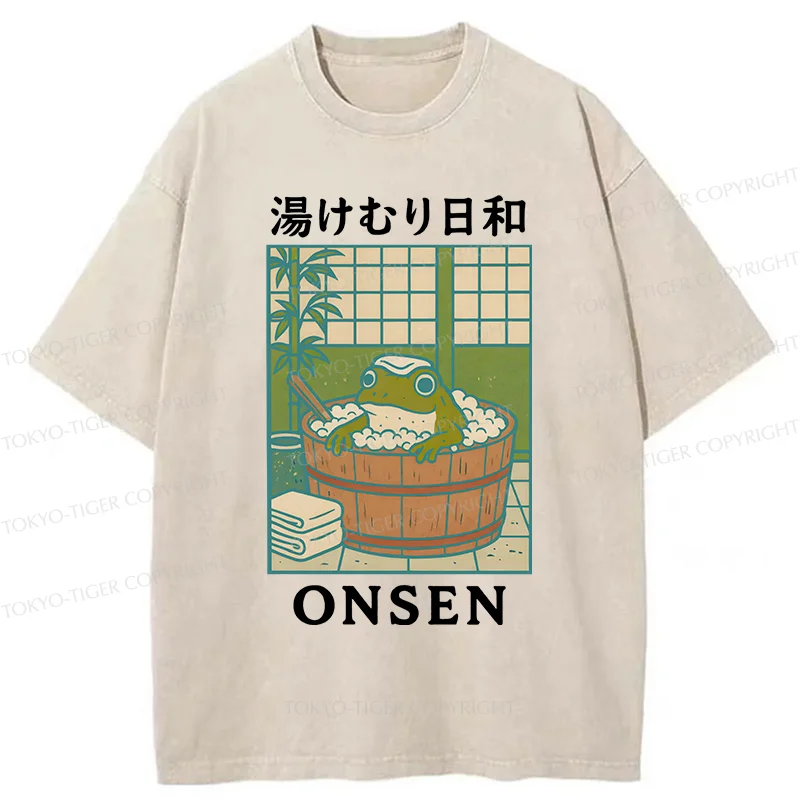 Tokyo-Tiger Frog Taking A Bath Japan Washed T-Shirt