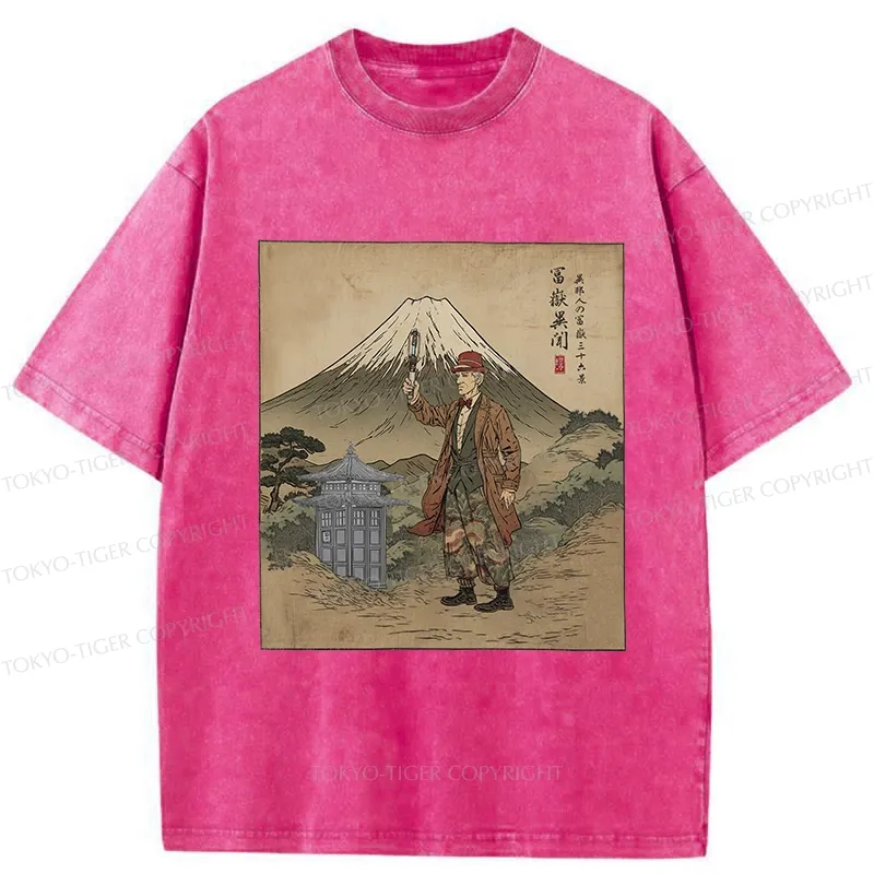Tokyo-Tiger The Gentleman Who Encountered Mount Fuji Washed T-Shirt