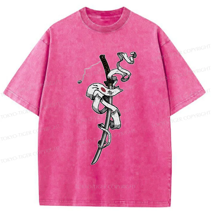 Tokyo-Tiger Samurai Sword Washed T-Shirt