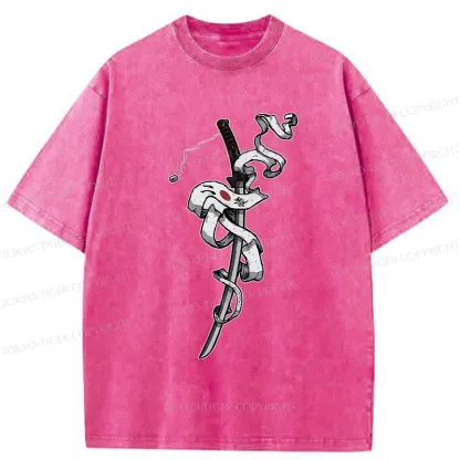 Tokyo-Tiger Samurai Sword Washed T-Shirt