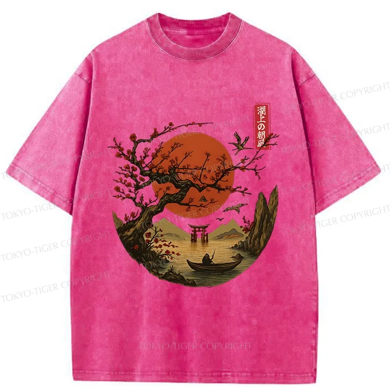 Tokyo-Tiger Japanese Tranquil Scenery Washed T-Shirt