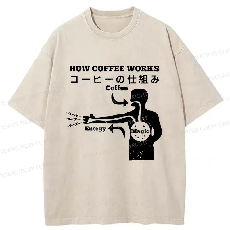 Tokyo-Tiger How Coffee Works Washed T-Shirt