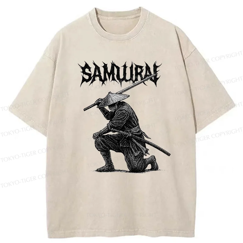 Tokyo-Tiger Retro Samurai Washed T-Shirt