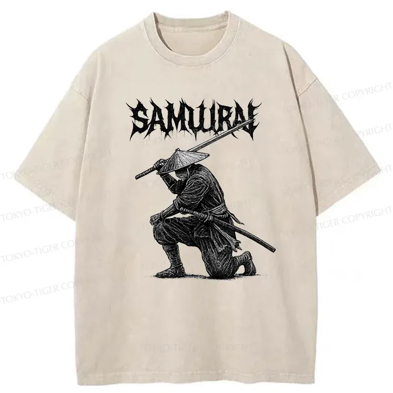 Tokyo-Tiger Retro Samurai Washed T-Shirt