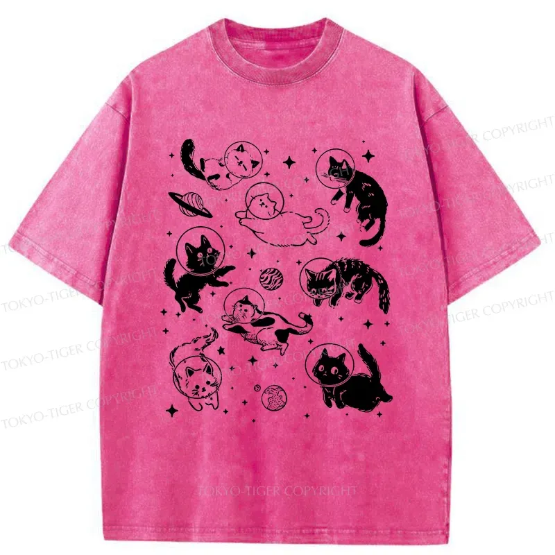 Tokyo-Tiger Space Cat Washed T-Shirt