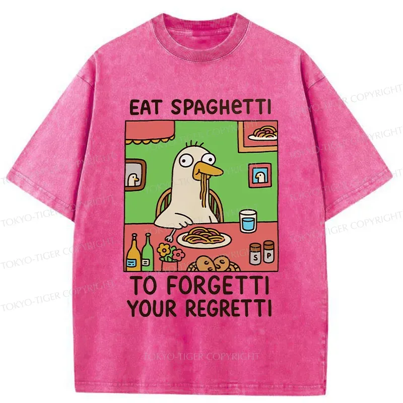 Tokyo-Tiger Stupid Goose Eating Pasta Washed T-Shirt