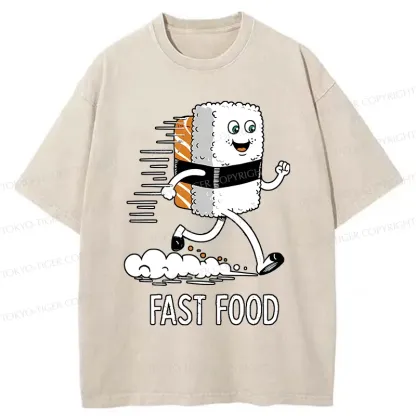 Tokyo-Tiger Running Sushi Washed T-Shirt