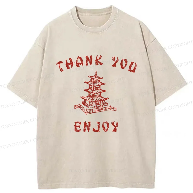 Tokyo-Tiger Retro Building Washed T-Shirt