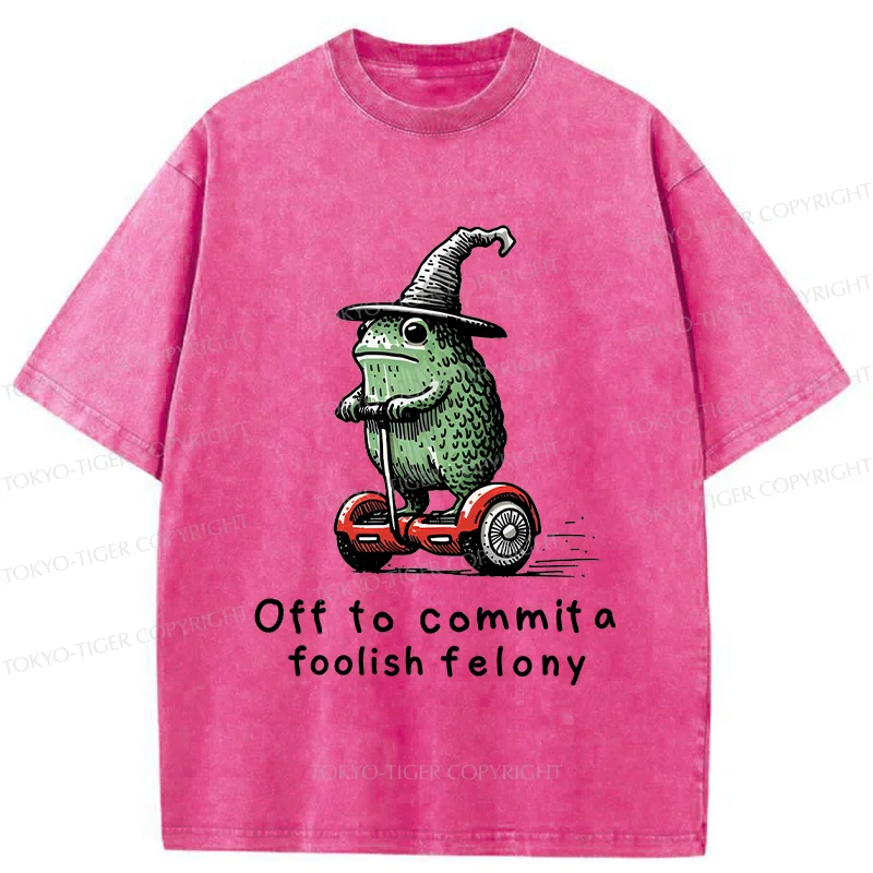 Tokyo-Tiger Japan Frog Riding A Balance Scooter Washed T-Shirt