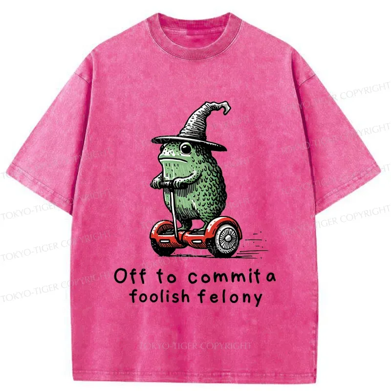 Tokyo-Tiger Japan Frog Riding A Balance Scooter Washed T-Shirt