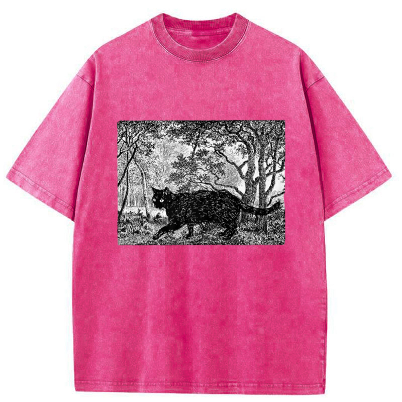 Tokyo-Tiger Cat Walking In The Woods Washed T-Shirt
