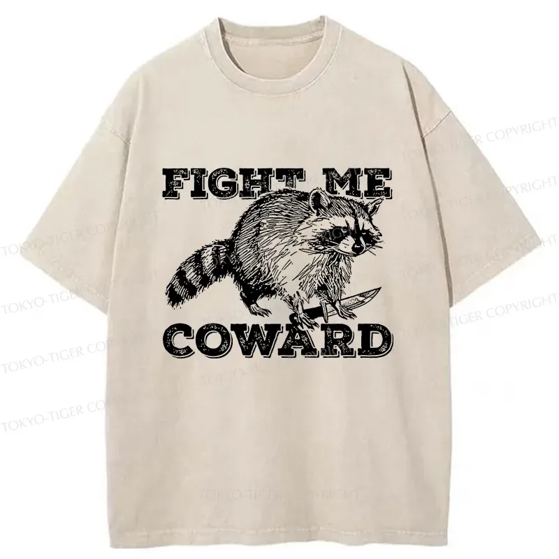 Tokyo-Tiger Raccoon With A Knife Washed T-Shirt
